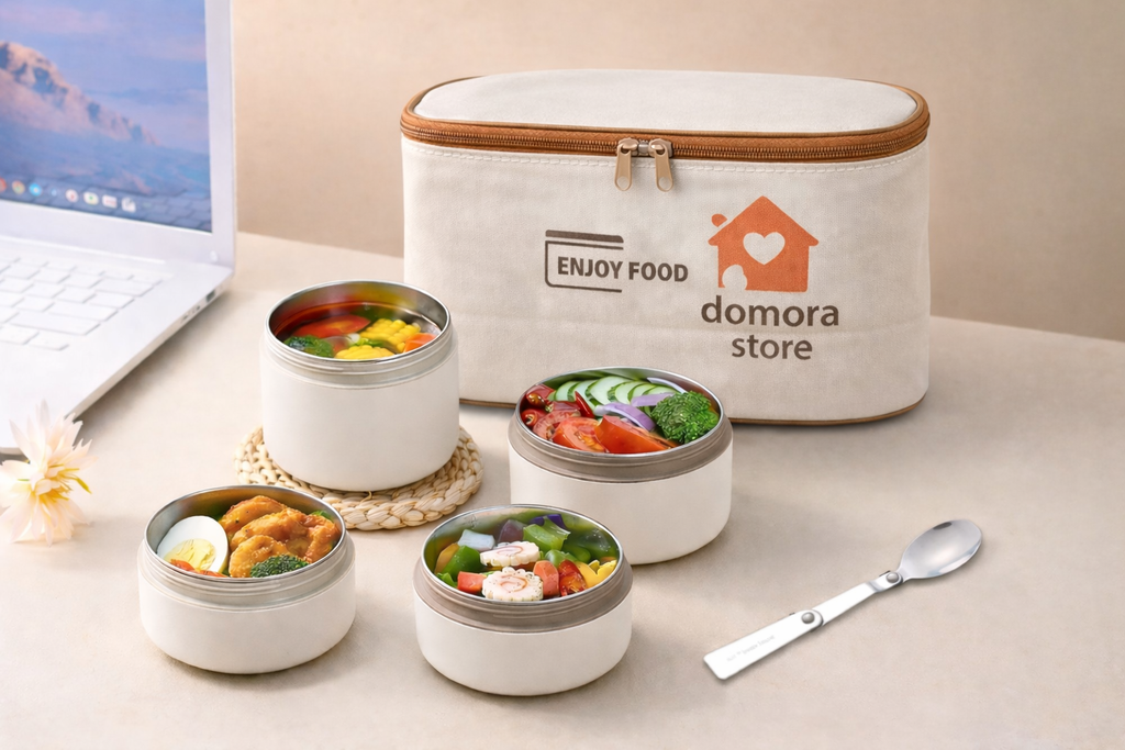 حقيبة لانش بوكس حرارية مع 4 علب حفظ الطعام