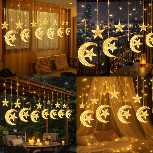 - شحن مجانى- ستارة نور هلال ونجوم الحجم الكبير – طول 3 متر -