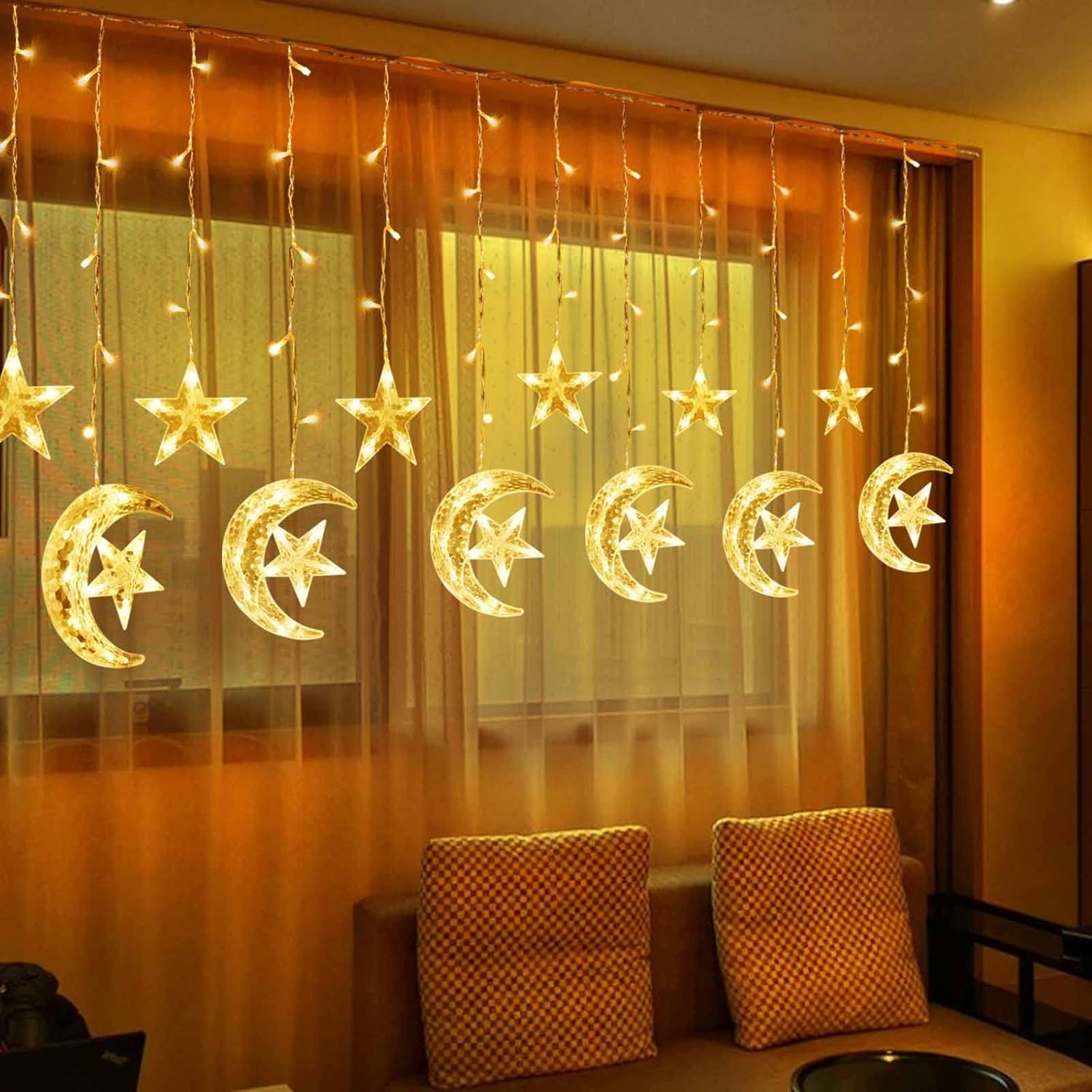 - شحن مجانى- ستارة نور هلال ونجوم الحجم الكبير – طول 3 متر -