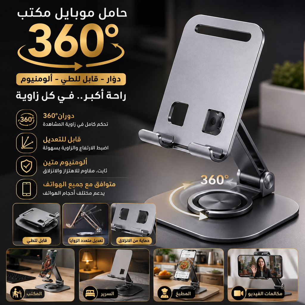 حامل موبايل مكتب دوّار 360°